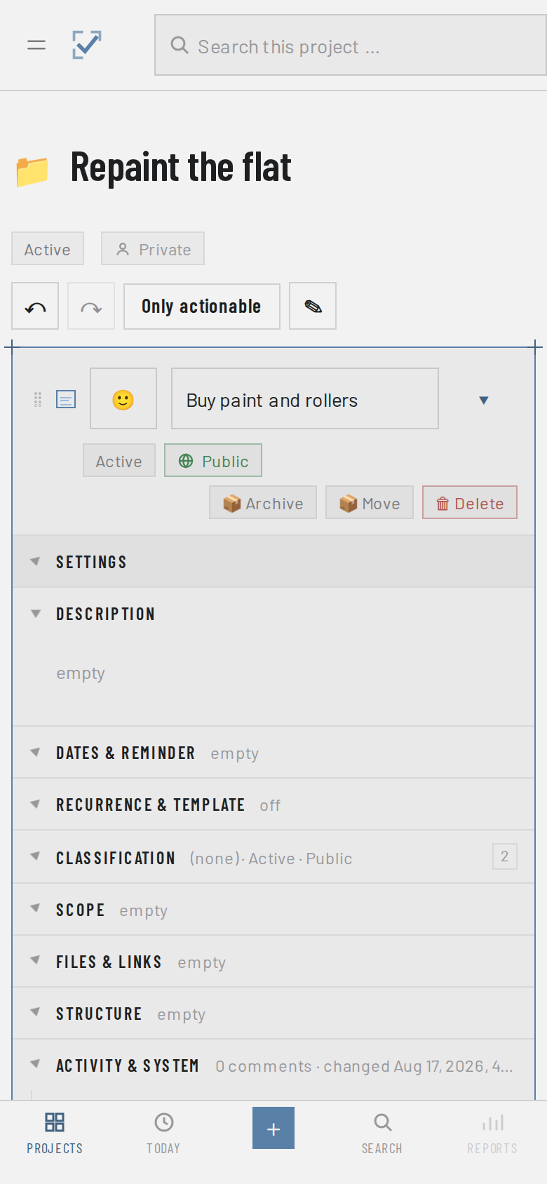 The DailyDos todo editor with dates, priority, tags and description.